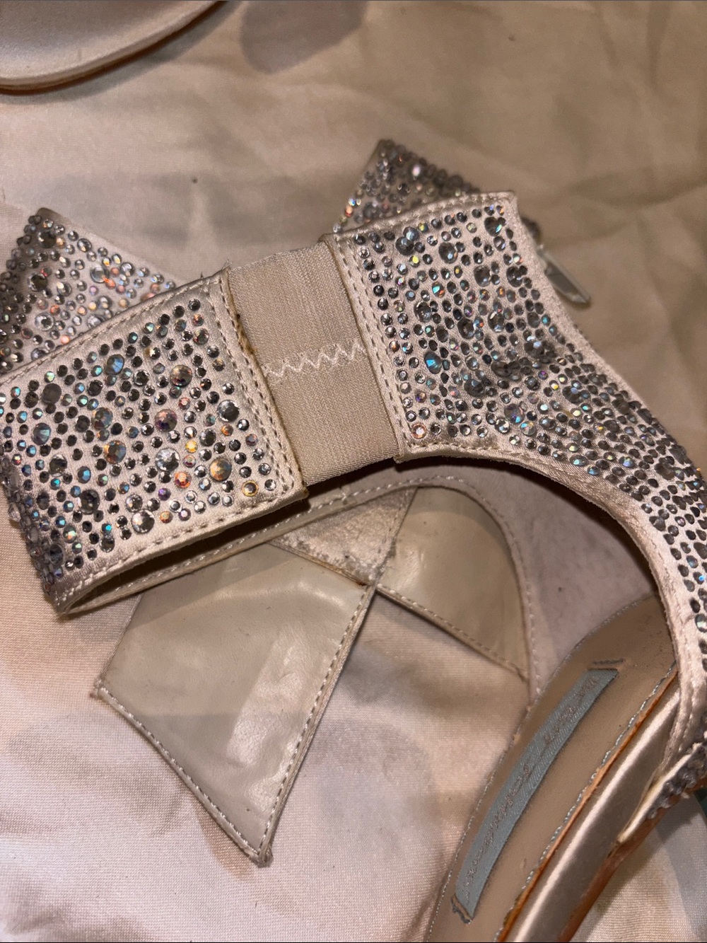 Betsey Johnson Silver Rhinestone Strappy High Heel Sandals - Picture 11 of 13